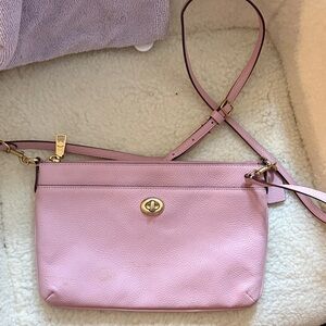 Coach Light Pink Crossbody Bag with Gold Accents